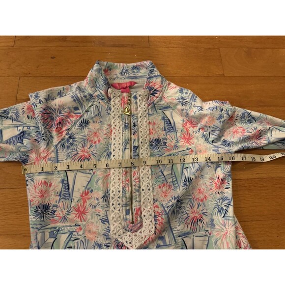 Lilly Pulitzer Janie Embroidered Popover Top Sea to Shining Sea Size XS Sweater - Picture 7 of 8
